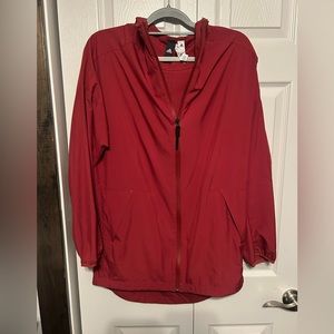 Adidas Full Zip Windbreaker Jacket‎ Hood Back Pocket